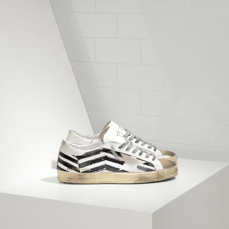 Golden Goose Super Star Sneakers In Leather With Screen Printed Star Men